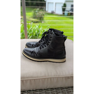 Men's Alfani Black Lace-Up Boots 9.5 Standard with Beige Sole